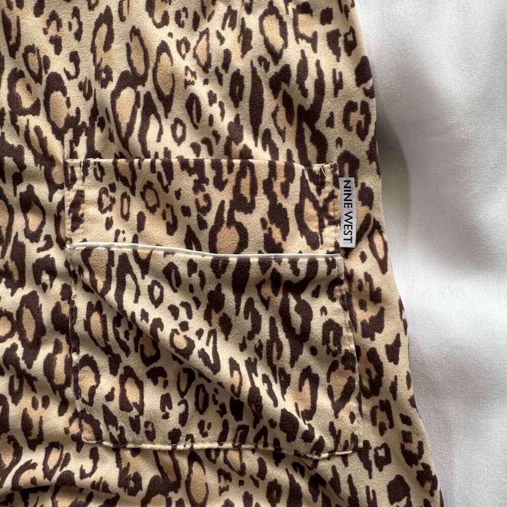 NINE WEST Cheetah print Pajamas  long-sleeve top with pants Loungewear - Picture 5 of 16
